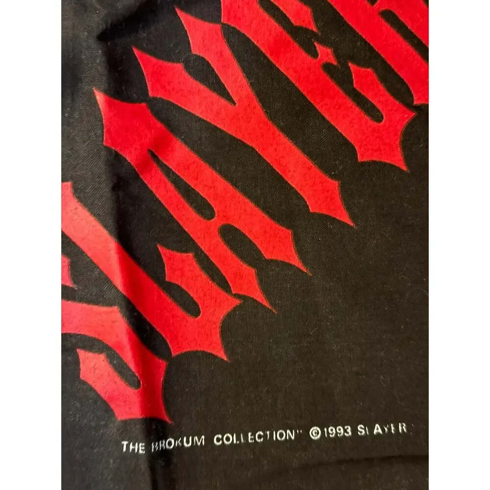 Vintage 1993 Slayer Brockum Collection Bandana 22x22 Black Eagle Pentagram